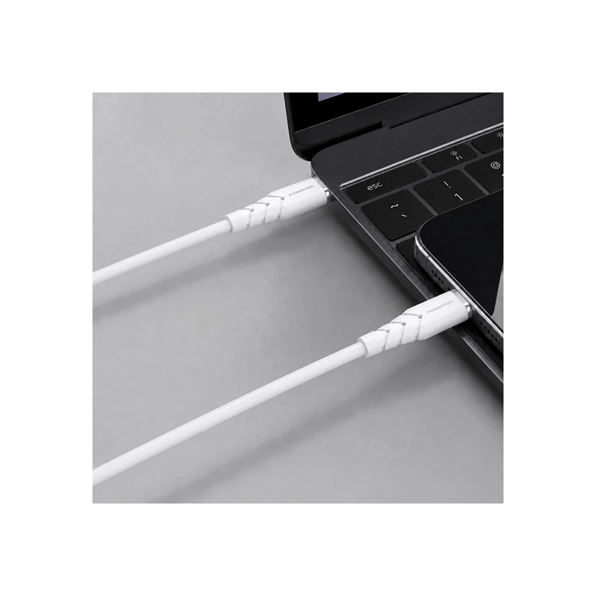 Neutralle Powerton ENERGY Baltā EDITION USB-C kabelis, 100W, 1m, silikons, (baltas krāsas) – 3