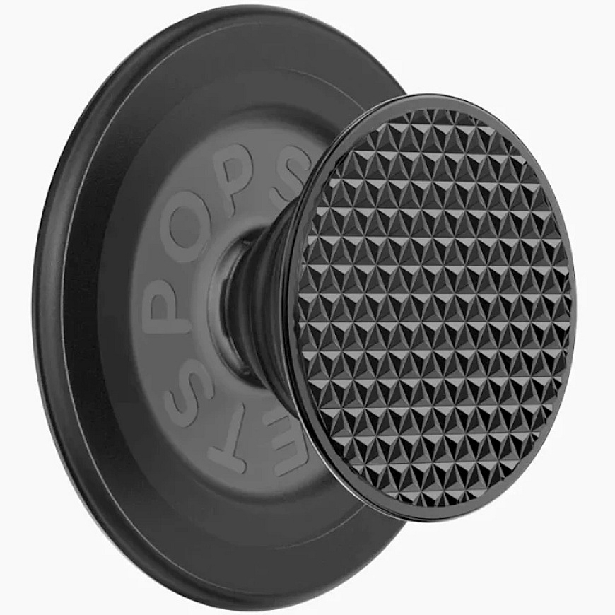 PopSockets Round Aluminum Triangle Knurl Grip MagSafe phone holder and stand, black
