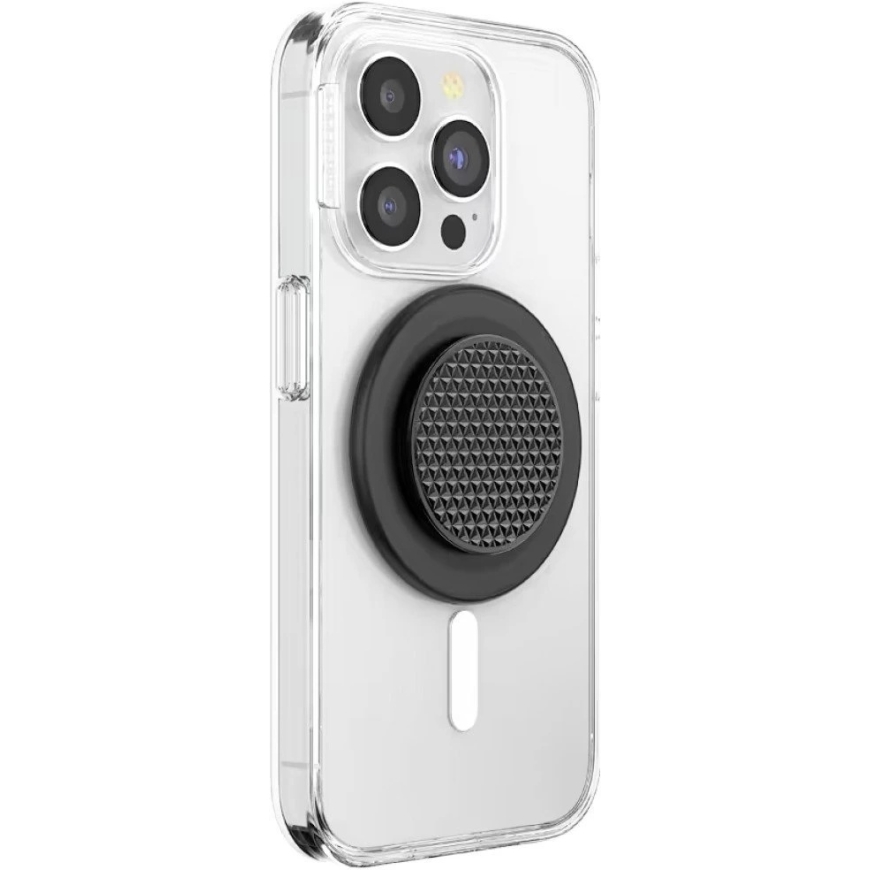 PopSockets Apaļš alumīnija trīsstūris ar knurl Grip MagSafe telefona turētājs un statīvs, melns – 4