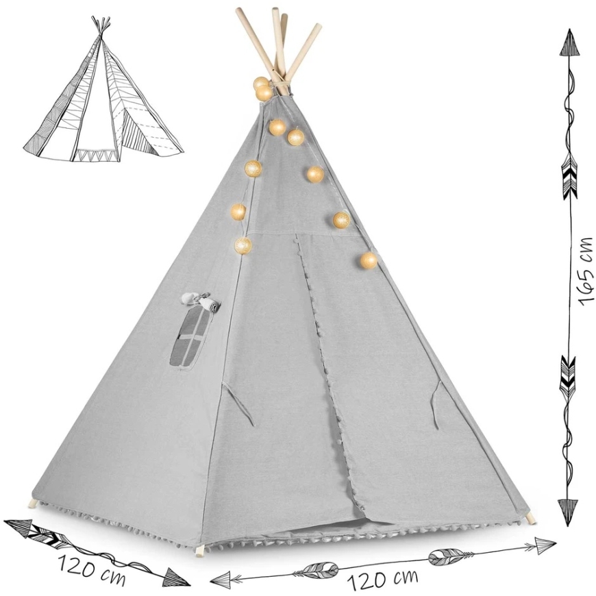 Lasten tipi-teltta valoin Nukido harmaa – 5