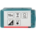 Makita C-tipa torsijas ietekmes uzgaļi T25x25mm 15gab E-25965 T25 • 25 mm • 1/4" • 15 gab