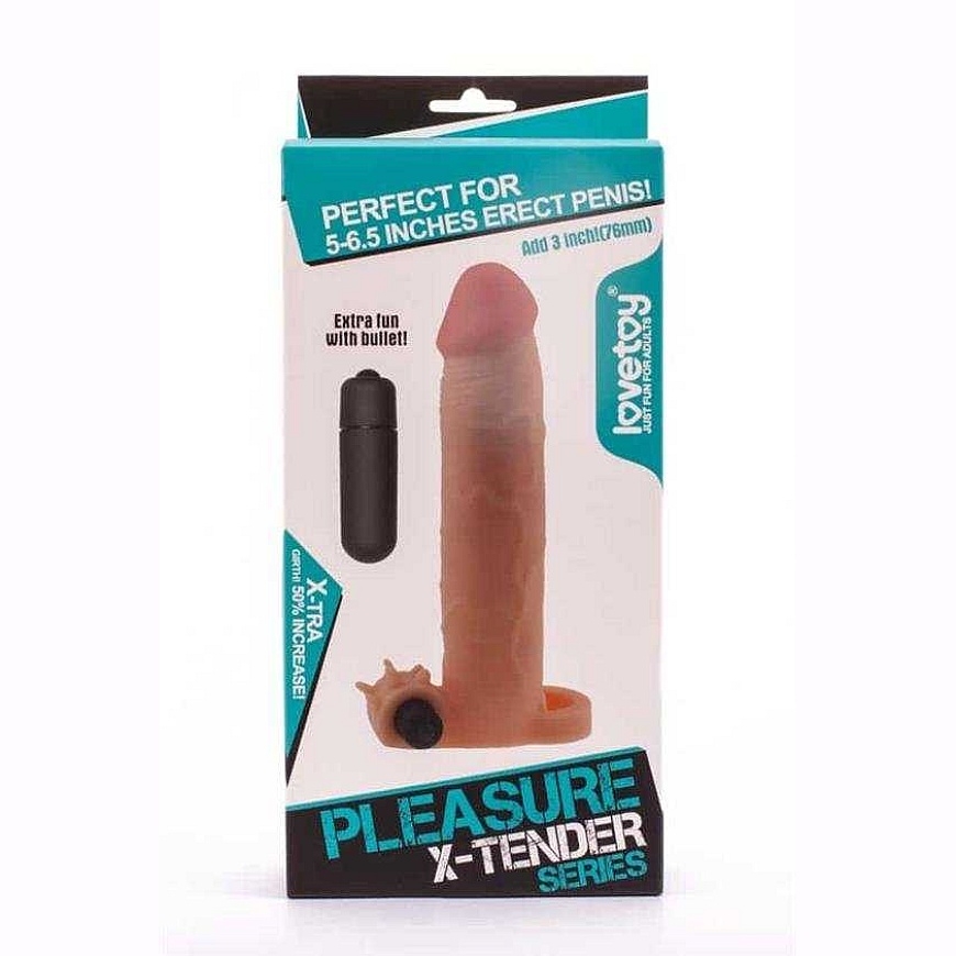Lovetoy Lisää 3 tuuman "Pleasure X Tender" -värinäpeniksensuojuksen
