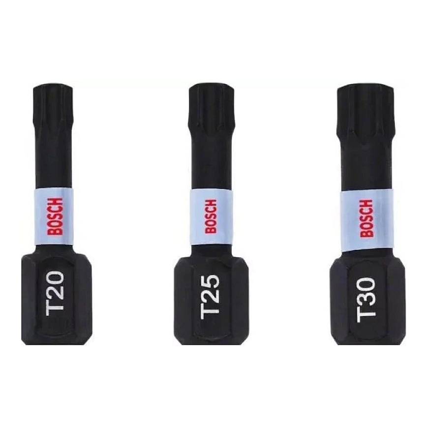 Bosch Screwdriver Bits 3pcs T20/25/30 Impact, L 25
