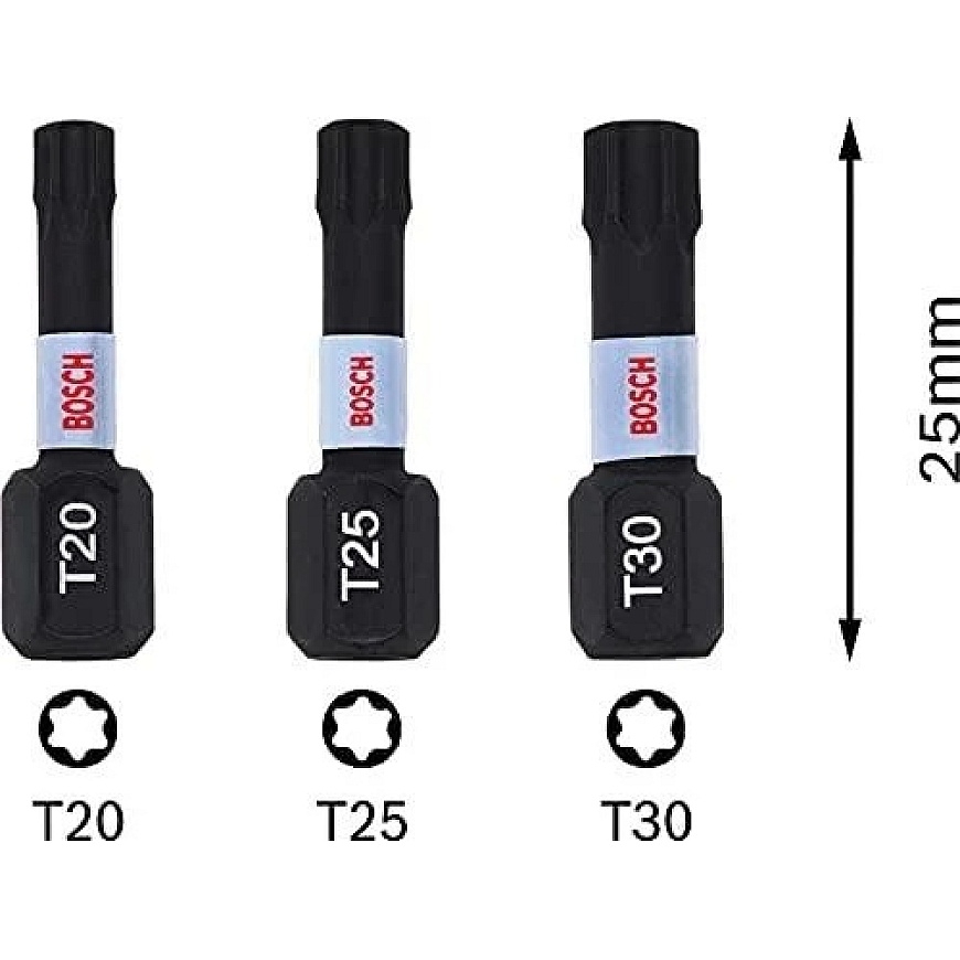 Bosch Screwdriver Bits 3pcs T20/25/30 Impact, L 25 – 2