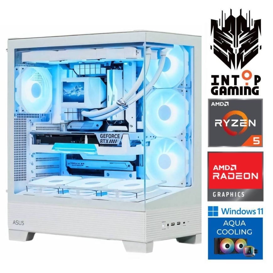 INTOP AQUA Ryzen 5 7500X3D 32GB DDR5 1TB SSD M.2 NVME RX9060XT 16GB WIN11
