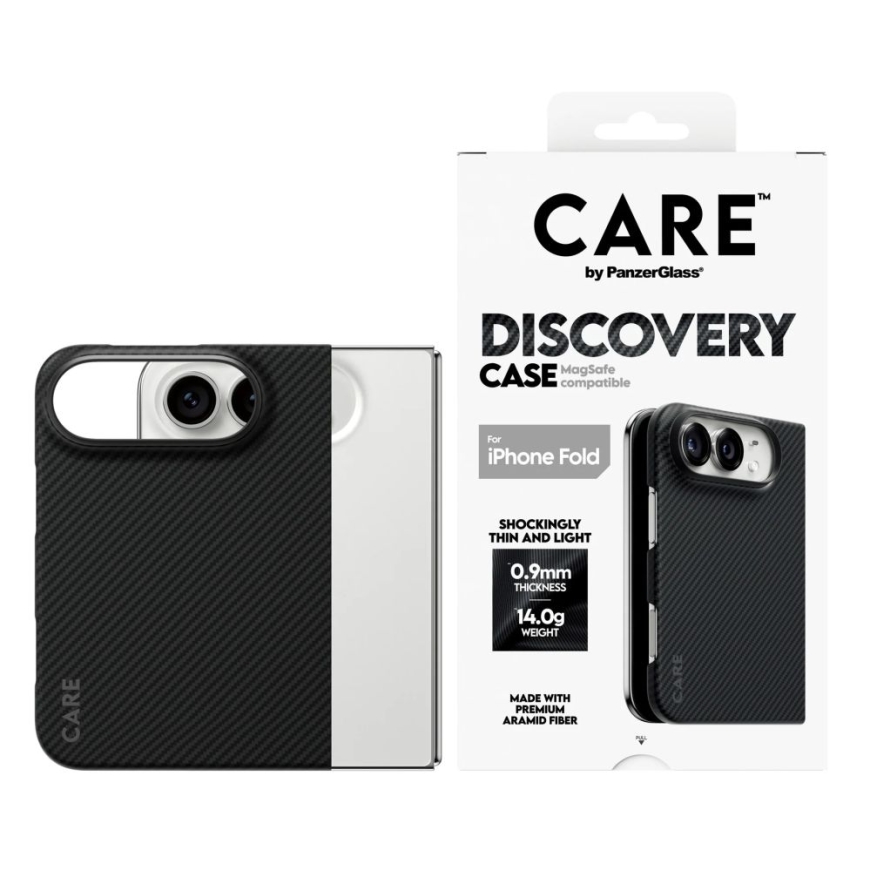 Discovery dėklas | Galinė dangtelis | Apple | iPhone 2026 Fold | Perdirbtos plastiko | Juoda
