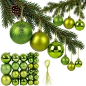 Edelman Decorative Plastic Safe Christmas Tree Balls 46 pcs Green Mica