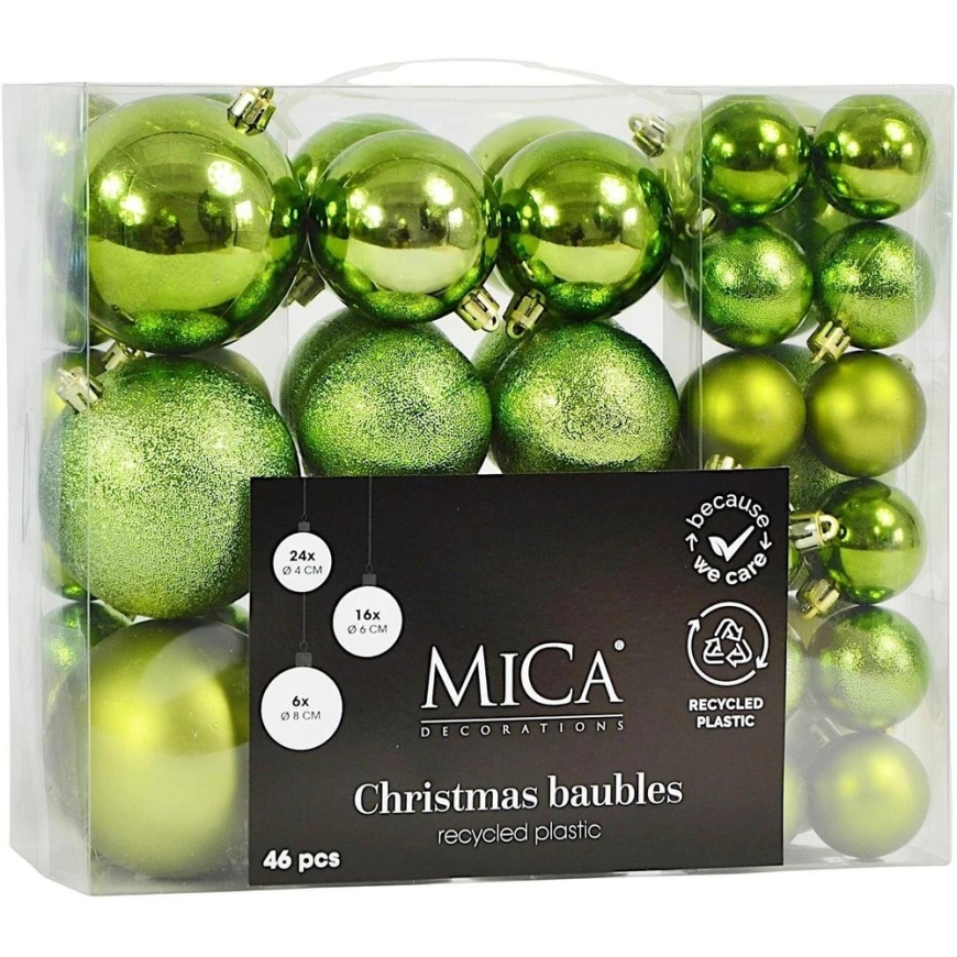 Edelman Decorative Plastic Safe Christmas Tree Balls 46 pcs Green Mica – 2