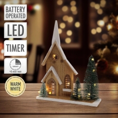 Коллекция домашнего стиля Фигура из ели с LED-домиком, 34 см