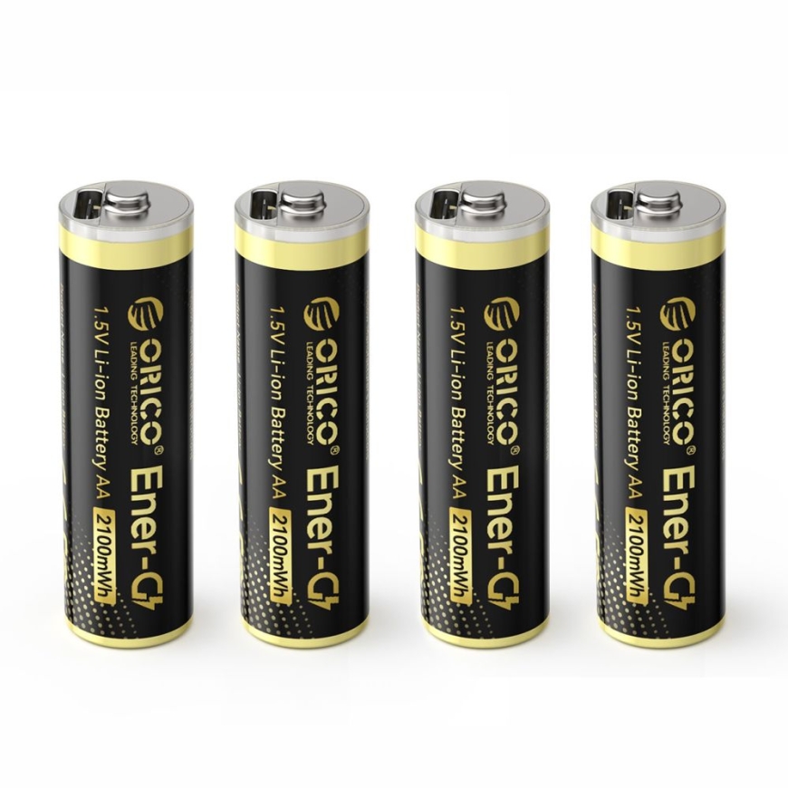 Orico Ener-G EG5C Ličio baterija 1.5V 2100mWh AA USB-C įkraunama baterija su įkrovimo laidu, 4 vnt.