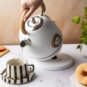 Kettle, Electric kettle with thermometer, stainless steel, white with wood, 1.8 l, 1850–2200 W, Klausberg, KB-9007 Kettle, Electric kettle with thermometer, stainless steel, white with wood, 1.8 l, 1850–2200 W, Klausberg, KB-9007