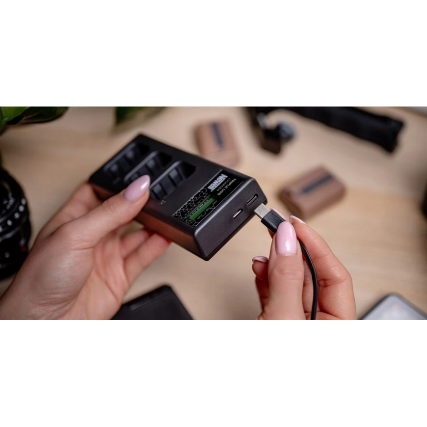 Laturi - Newell CD-USB-C Kolme Kanavan Laturi Canon LP-E6 Akuille USB-C, Micro USB, Must – 4