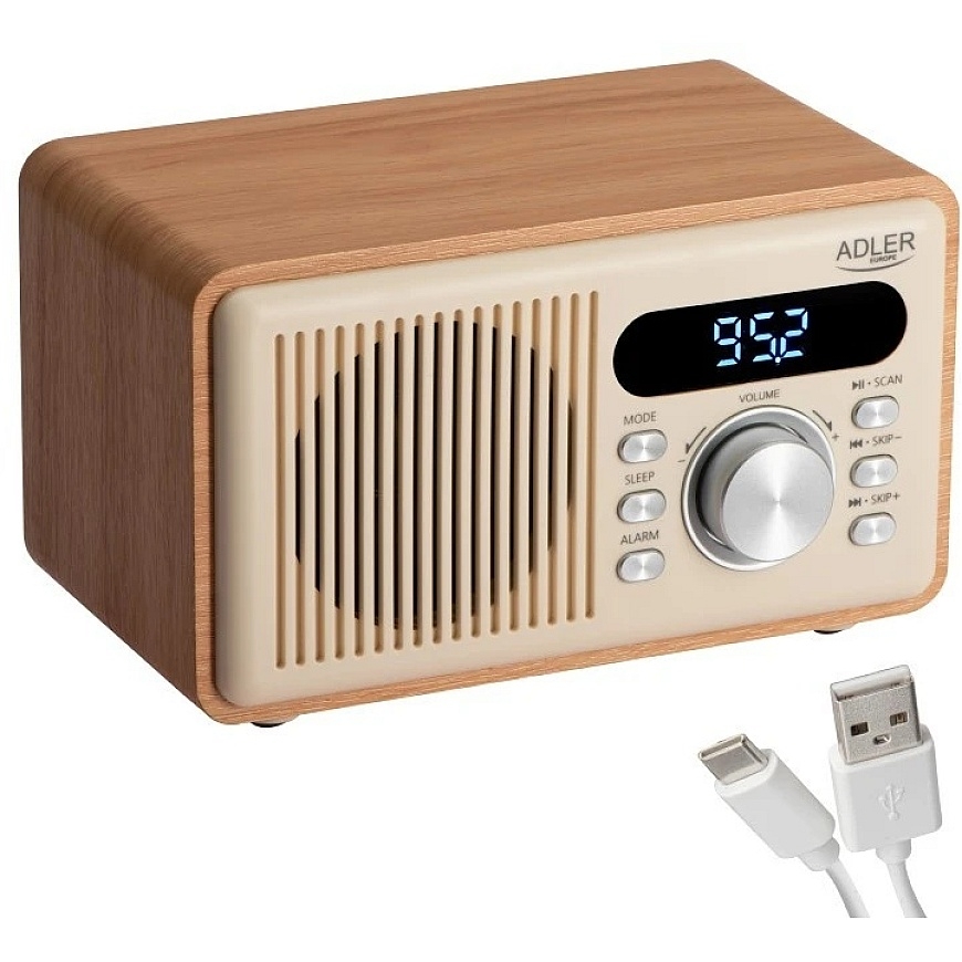 Rādio ar pulksteni, Bluetooth, MP3, USB ADLER AD-1923