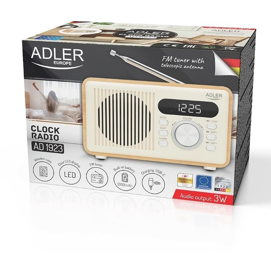 Raadio kellaga, Bluetooth, MP3, USB ADLER AD-1923 – 2