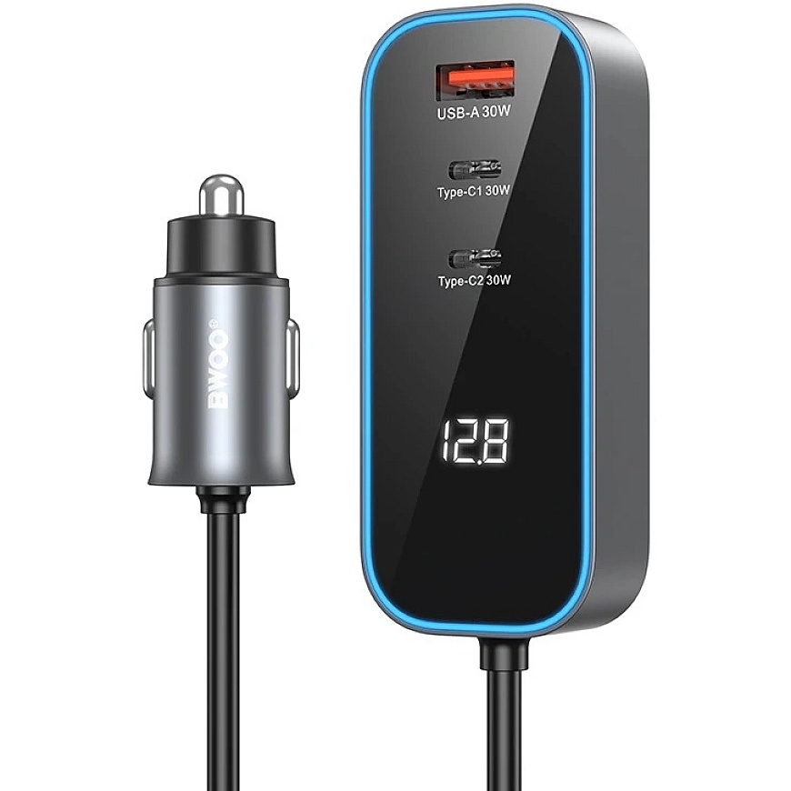 BWOO CC107 PD auto­lataaja 1x USB-C – USB-A liitin 30W musta – 5