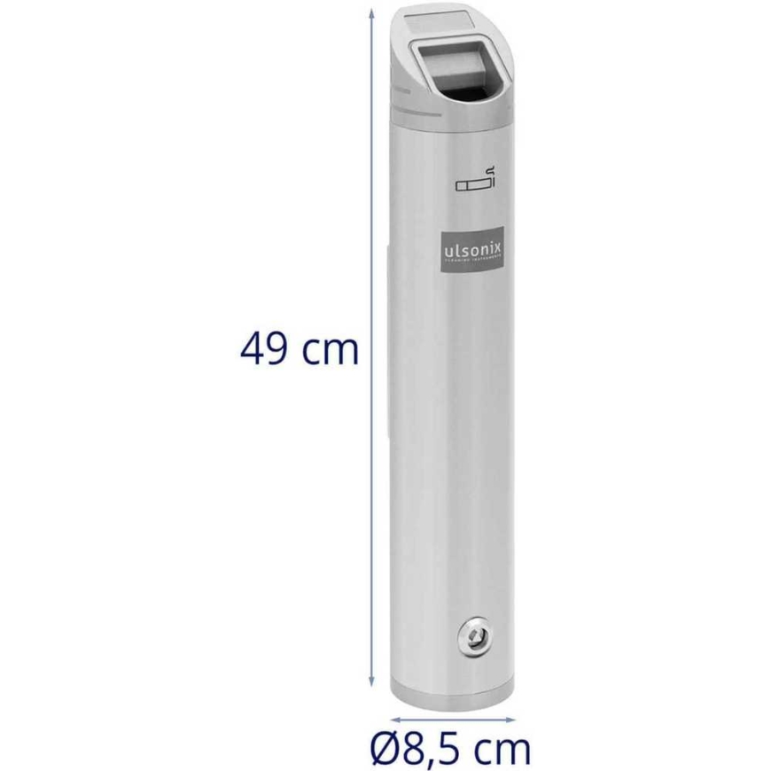 Ulsonix Ashtray, wall-mounted outdoor ashtray, closed, 1.8 l - silver – 5