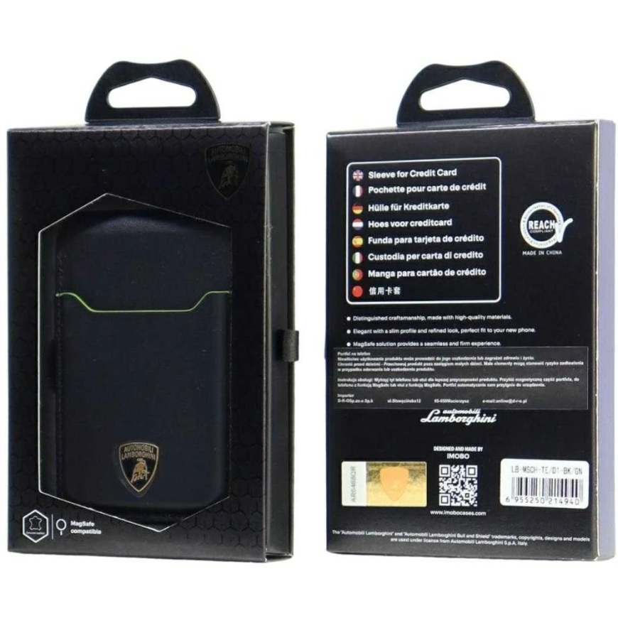 Audi Lamborghini D1 ehtne nahast MagSafe telefonikott - Must ja Roheline – 3