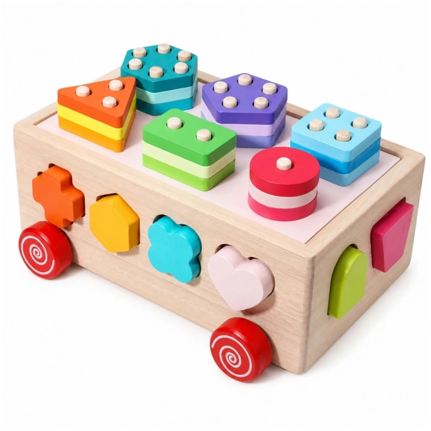 Lean Toys Medinis rūšiavimo žaislas ant ratukų – 4