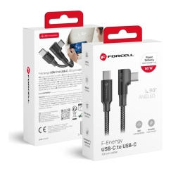 USB C uz USB C kabelis Forcell F-Energy QC4.0 PD 5A 100W Cafule 90° 2 m CC-1Deg melns
