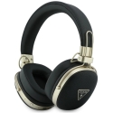 "Guess" "Bluetooth" headphones with ENC, featuring a metal textured triangle logo, black color "Guess" "Bluetooth" headphones with ENC, featuring a metal textured triangle logo, black color
