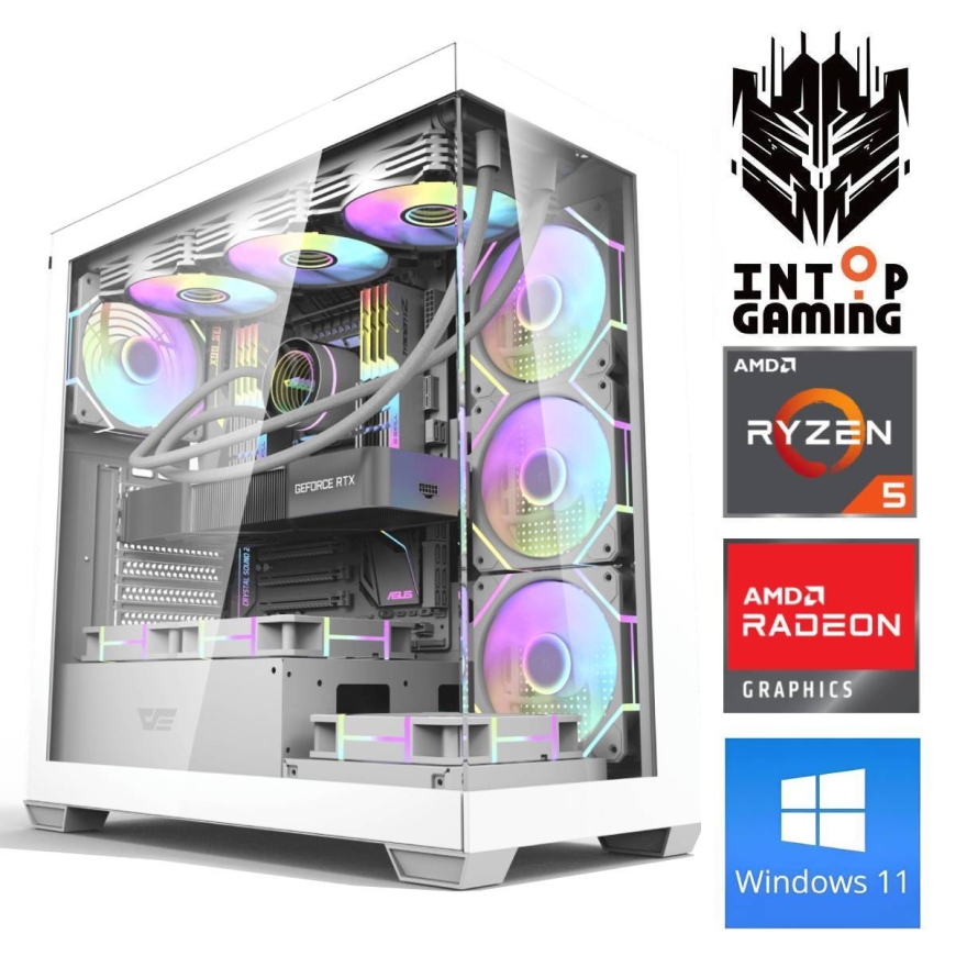 INTOP Ryzen 5 7500F 64GB DDR5 1TB SSD M.2 NVME+2TB RX9060XT 16GB WIN11