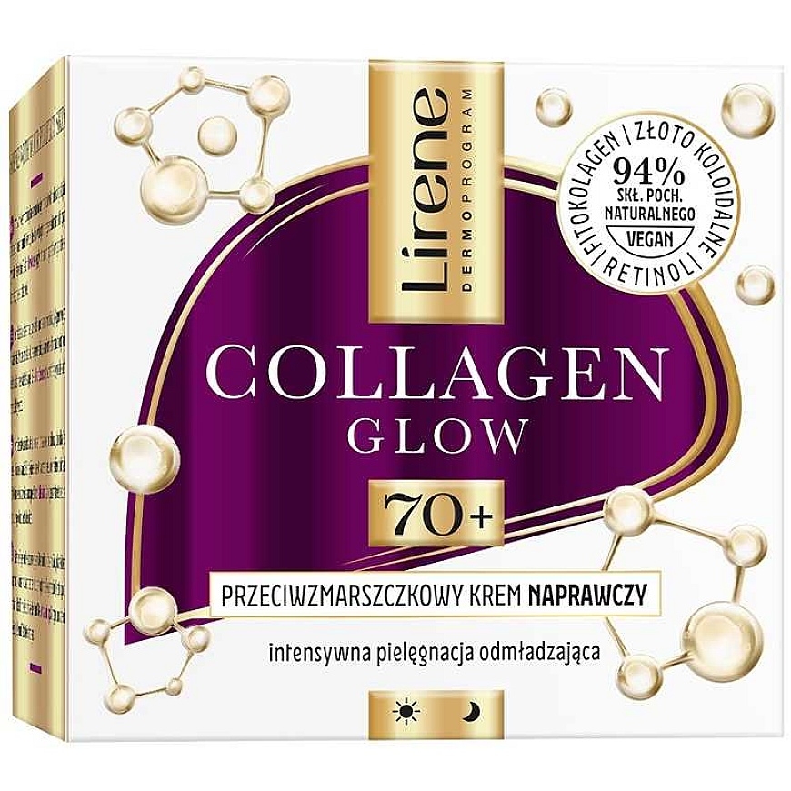 Lirene Taastav kortsudevastane kreem Collagen Glow 70+ 50ml