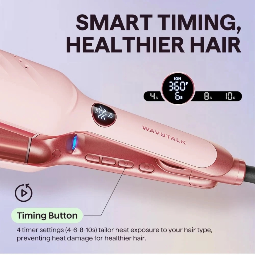 Щипцы для завивки волос Wavytalk Power Wave розовые – 4