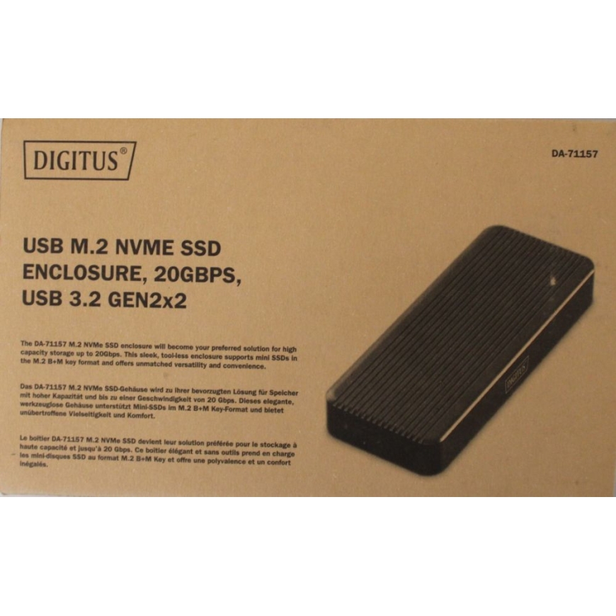 IŠPARDAVIMAS. | USB M.2 kietojo disko korpusas, SSD, išorinis, NVMe, 20Gbps, USB 3.2 Gen2x2 | DA-71157 | DEMO
