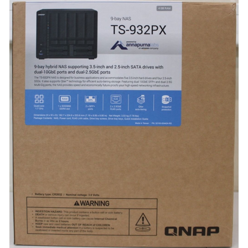 SALE OUT. | 9-Bay QTS NAS | TS-932PX-4G | Up to 9 HDD/SSD Hot-Swap | AnnapurnaLabs Alpine | AL324 ARM Cortex-A57 Quad-Core | Pro