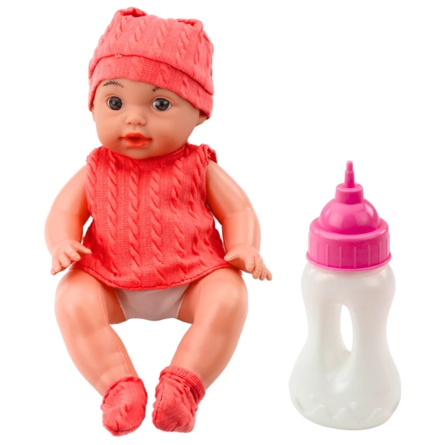Lean Toys Кукла-младенец с бутылочкой и звуками 30 см