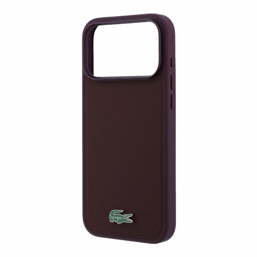 - PVC Iconic Petit Pique Metal Logo MagSafe Case for iPhone 18 Pro Max/17 Pro Max Burgundy