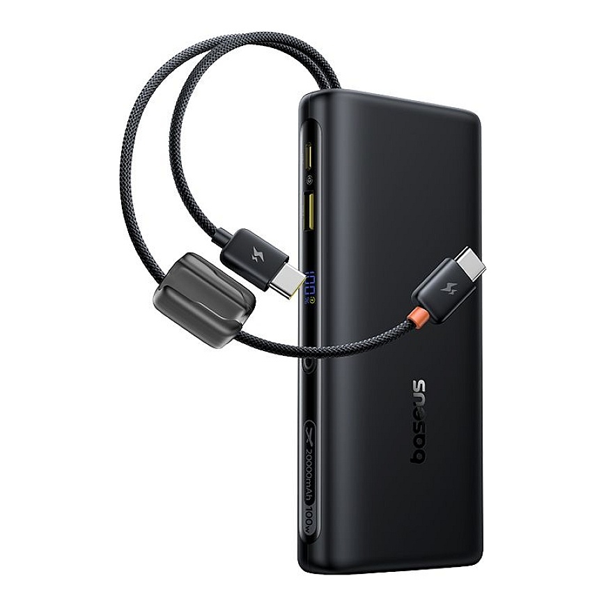 LiPo Powerbank 20000mAh 100W с интегрированным USB-C кабелем USB-A USB-C JC41 EnerFill черный BASEUS E0028N03 (6942521201822)
