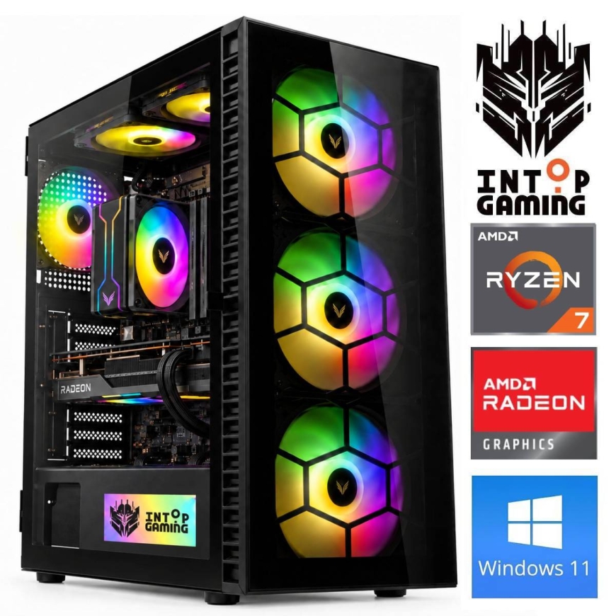 INTOP Ryzen 7 5700X 16GB 1TB SSD M.2 NVME+2TB RX9060XT 16GB WIN11