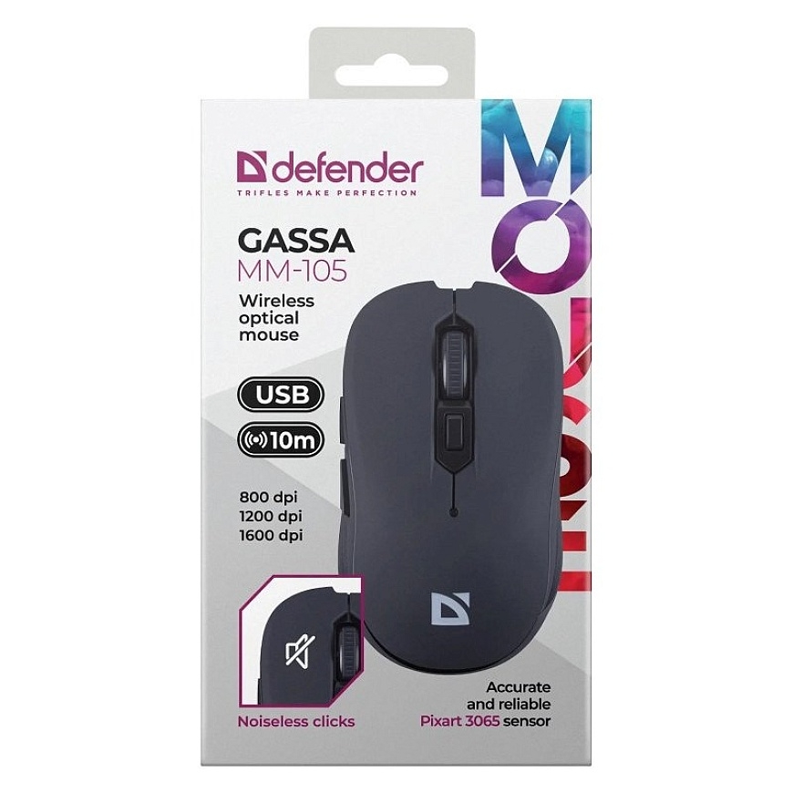 MOUSE DEFENDER GASSA MM-105 RF SILENT BLACK – 5