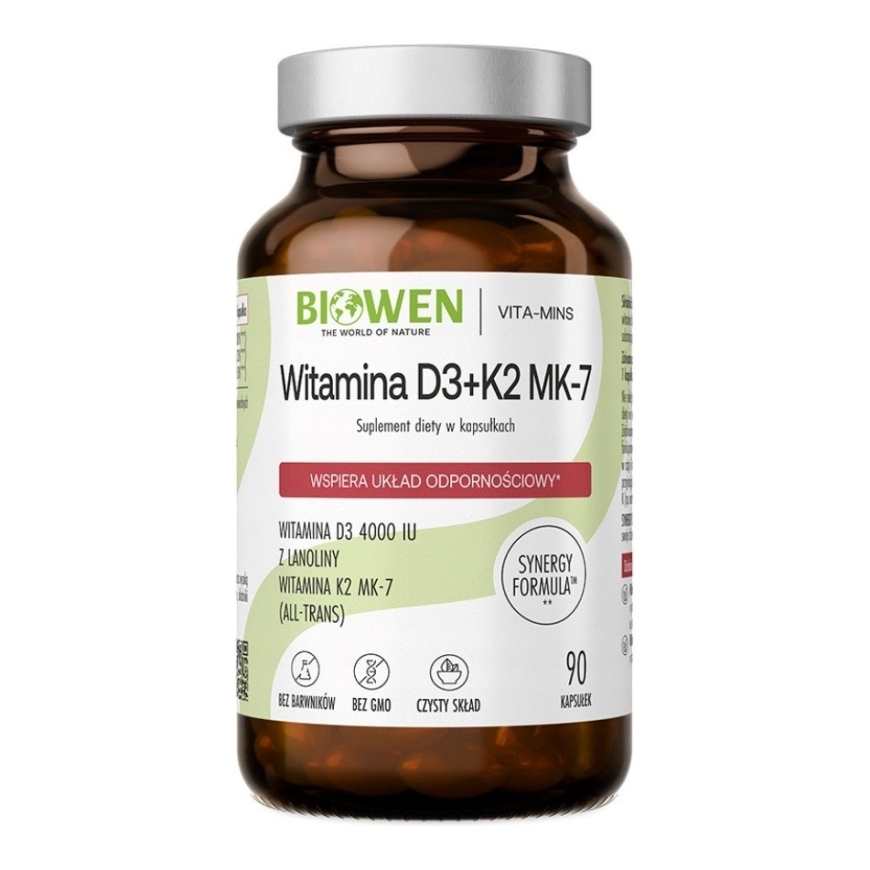 BIOWEN Vitamins D3 + K2 MK-7 – food supplement for humans – 90 capsules