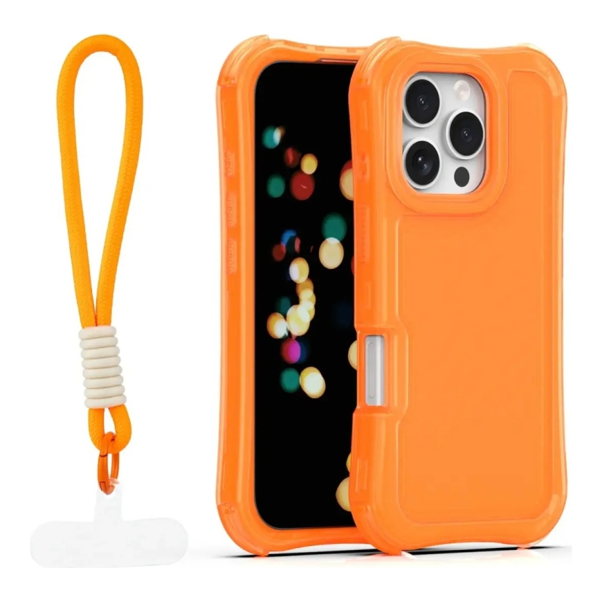 Safepop telefoni ümbris rihmaga iPhone 16 Pro oranž