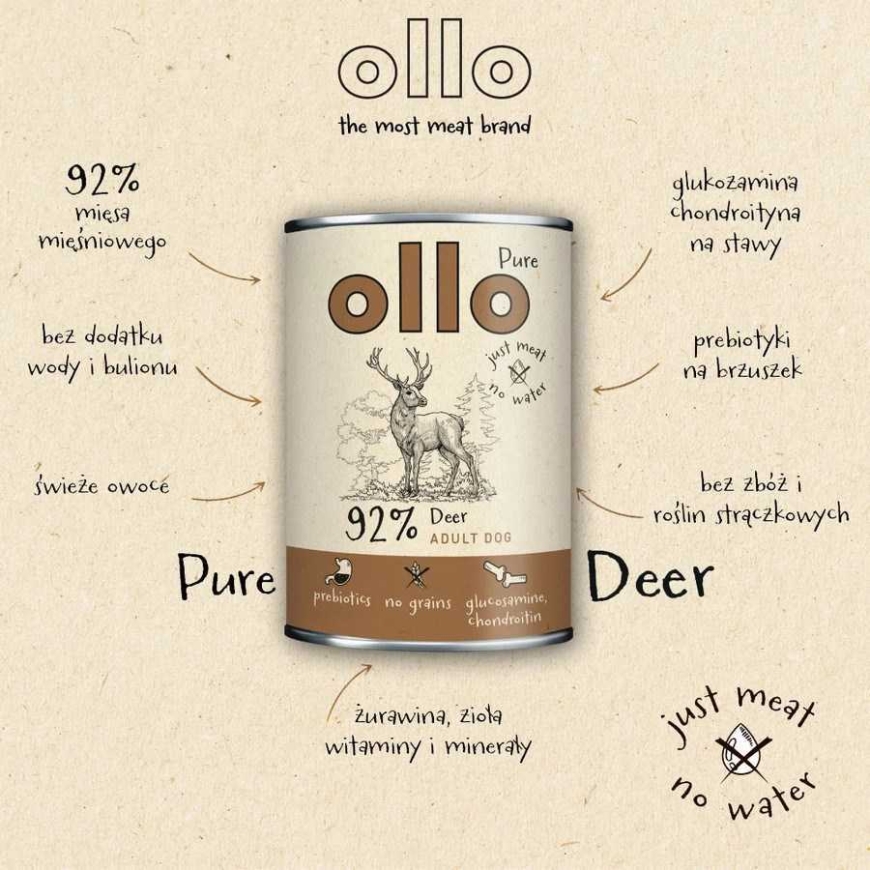 DOLINA NOTECI OLLO Pure Deer – mitrā barība suņiem – 400 g – 2
