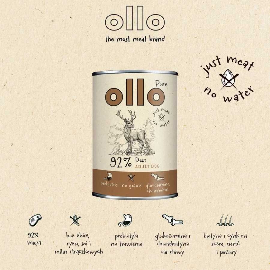 DOLINA NOTECI OLLO Pure Deer – märgtoit koertele – 400 g – 3