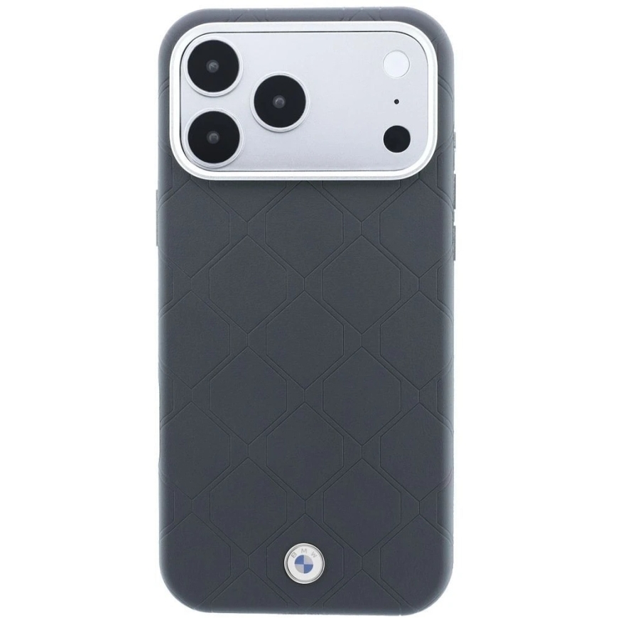 Чехол BMW Sign Deboss Quilted Metal Logo MagSafe для iPhone 18 Pro / 17 Pro - Темно-серый – 5