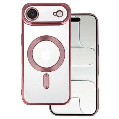 Metallic phone case with MagSafe support for iPhone 17 Air pink