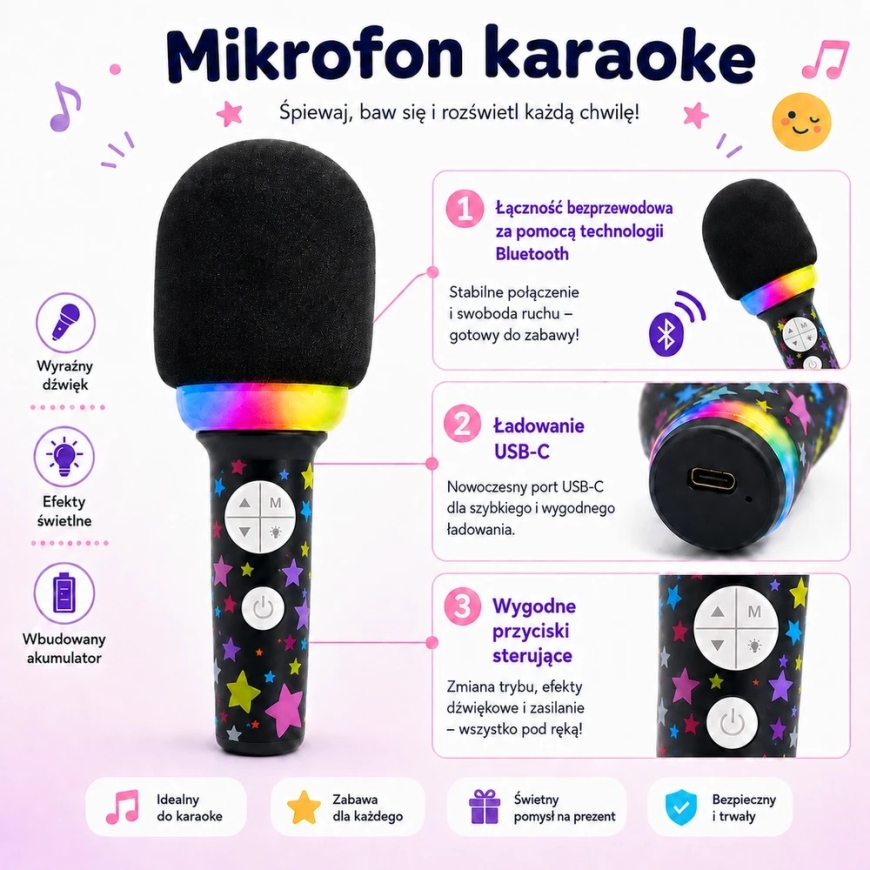WOOPIE langaton karaokemicrofoni kaiuttimella musta – 4