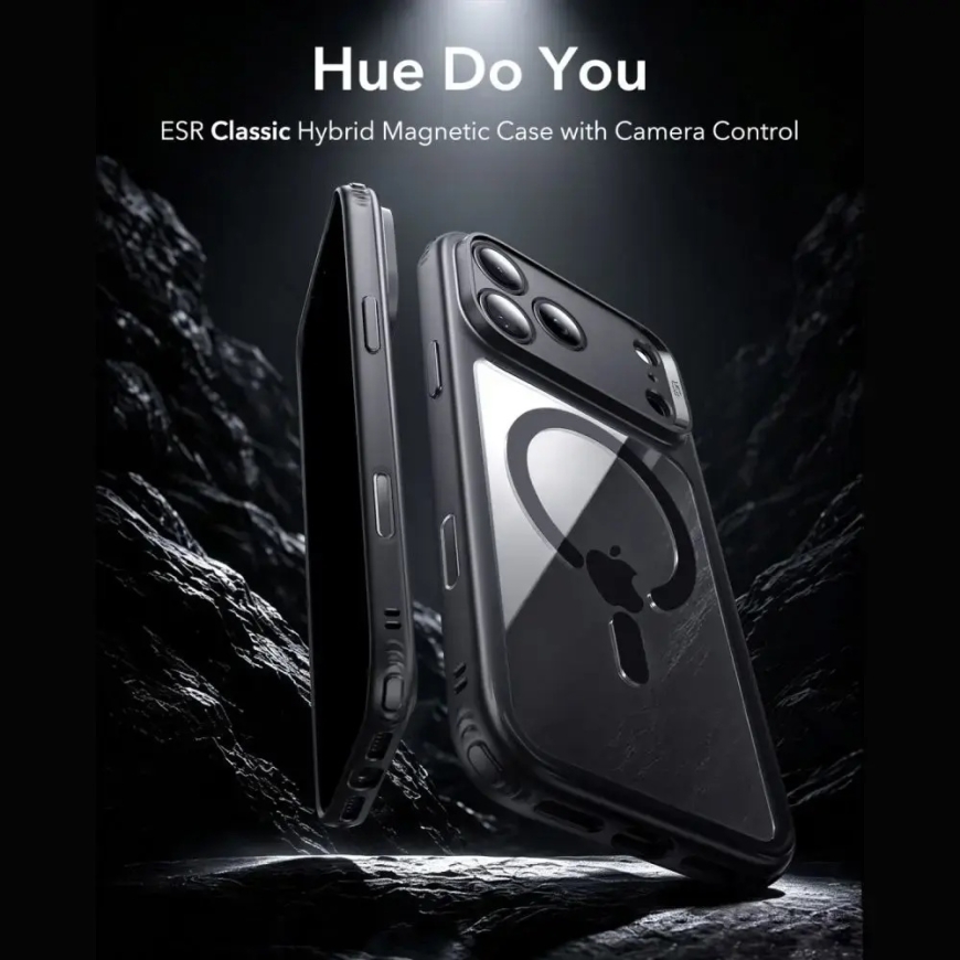 ESR Classic Hybrid telefono dėklas su MagSafe palaikymu iPhone 17 Pro | iPhone 18 Pro juodas (grūdinto stiklo apsauga komplekte) – 2