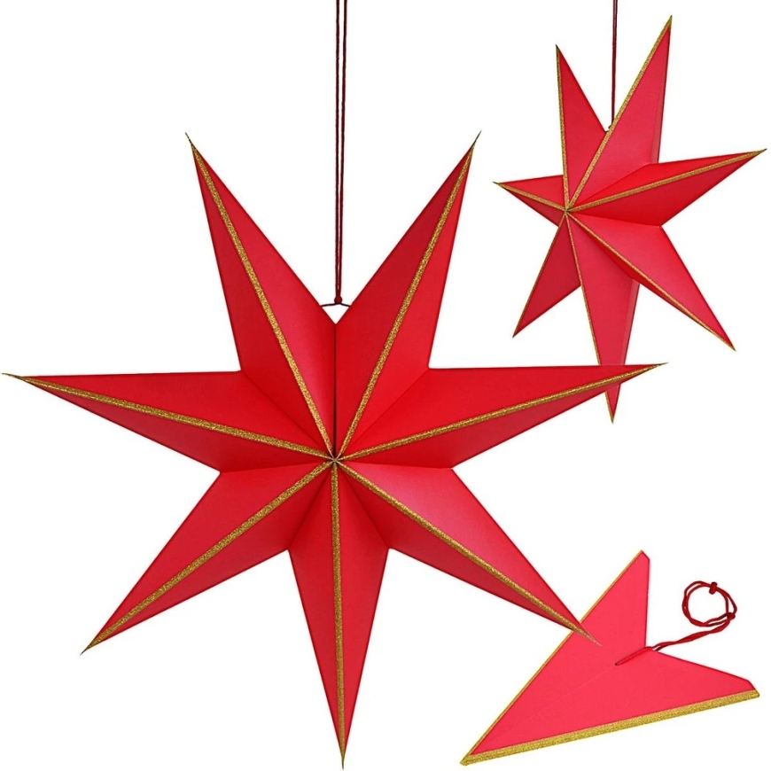 EDELMAN DECORATIVE WRAPPING PAPER STAR FSC 18x60cm RED 7 HANDS SEEDLING