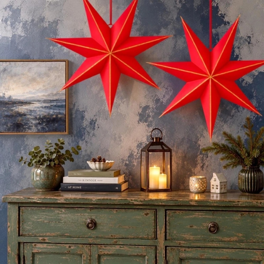 EDELMAN DECORATIVE WRAPPING PAPER STAR FSC 18x60cm RED 7 HANDS SEEDLING – 3