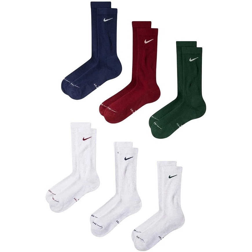Nike Everyday Elevated zeķes 6 pāri baltā, zaļā, bordo, zilā krāsā HQ8021 907 (35-37,5)