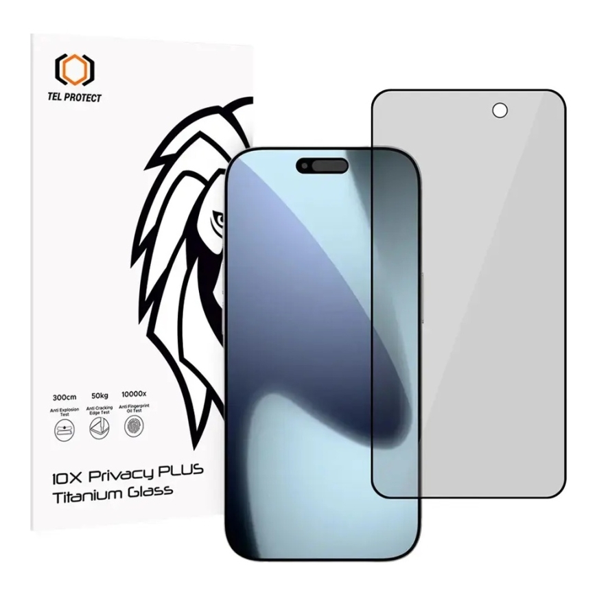 Kaitseklaas Tel Protect 10X Privacy Plus Titanium Iphone 16 Pro/17 jaoks (ümbrik)