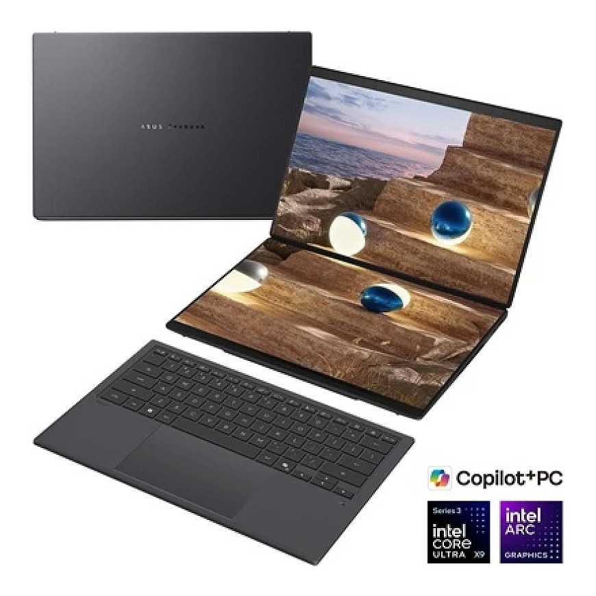 Ноутбук Asus Zenbook Duo UX8407AA-SN066W, 14", 2.8K OLED Touch, Intel Core Ultra X9 378H, 32GB ОП, 2TB SSD, Intel Arc Graphics,