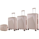 Ceļojumu bagāžas komplekts T5758-0 ABS 3 vienā ROZĀ + Kosmētikas soma ceļošanai SEMI LINE Ceļojumu bagāžas komplekts T5758-0 ABS 3 vienā ROZĀ + Kosmētikas soma ceļošanai SEMI LINE