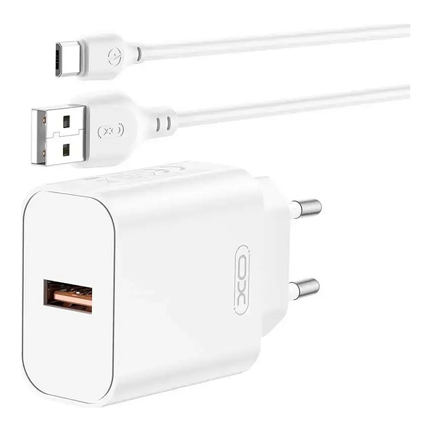 Зарядное устройство XO CE33 | 18W | QC | USB-A | с кабелем USB-A на USB-C в комплекте | белое – 2