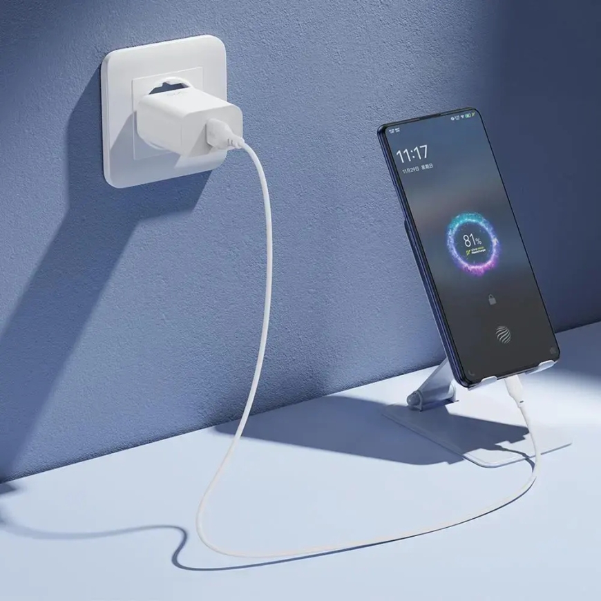 Зарядное устройство XO CE33 | 18W | QC | USB-A | с кабелем USB-A на USB-C в комплекте | белое – 3